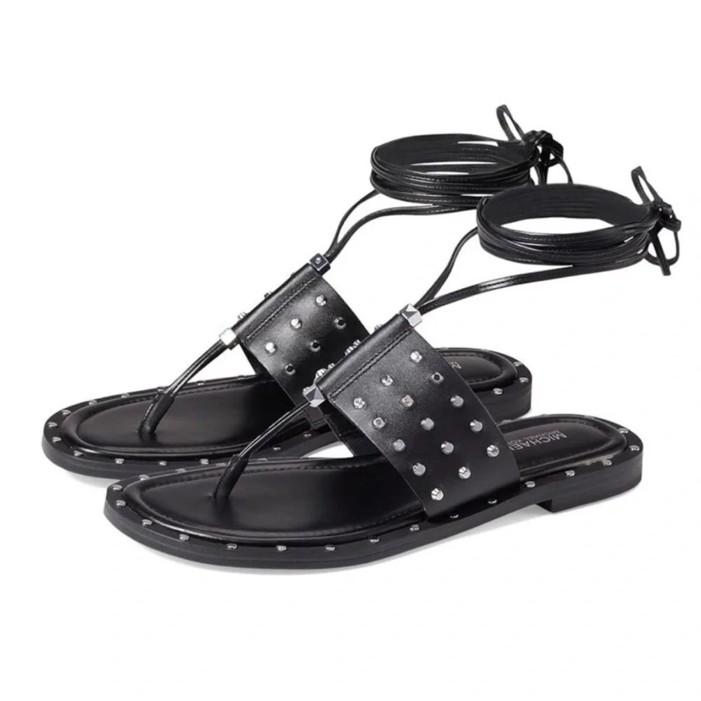 Michael Kors black jagger studded leather sandals